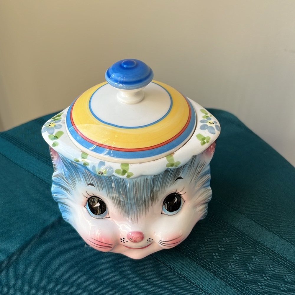 Vintage Lefton Miss Priss Cat‎ Sugar Bowl 1508 Anthropomorphic Kitty Head… - Picture 12 of 12